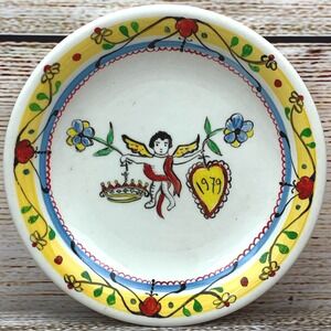 Vintage Cisterna Italy Hand‎ Painted Plate Angel Heart 1979 Decorative Dish